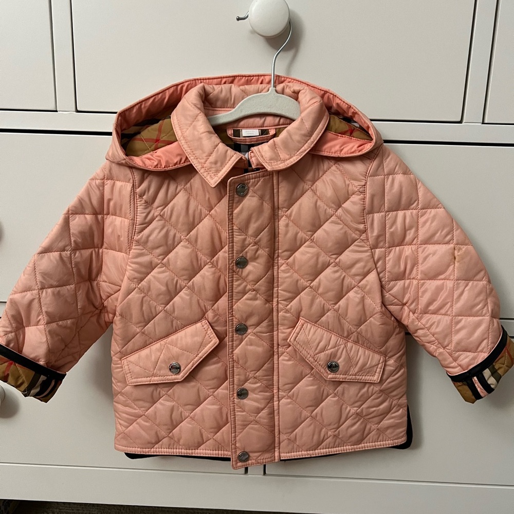 Burberry Pink Quilted Kids Jacket with Hood